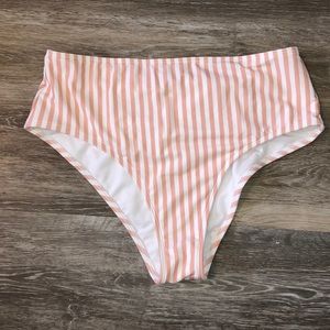 Striped high waisted bikini bottom